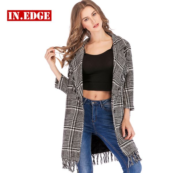 fashion tassel women tweed plaid long jackets coats wool blends outerwear slim warm female windbreaker suede elegant ceket, Black
fashion tassel women tweed plaid long jackets coats wool blends outerwear slim warm female windbreaker suede elegant ceket, Black
