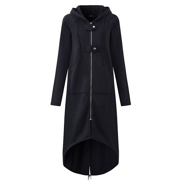 2019 autumn female hooded sweatshirt zipper up slit back long sleeve loose solid asymmetrical women fleece hoodies coats, Black
2019 autumn female hooded sweatshirt zipper up slit back long sleeve loose solid asymmetrical women fleece hoodies coats, Black