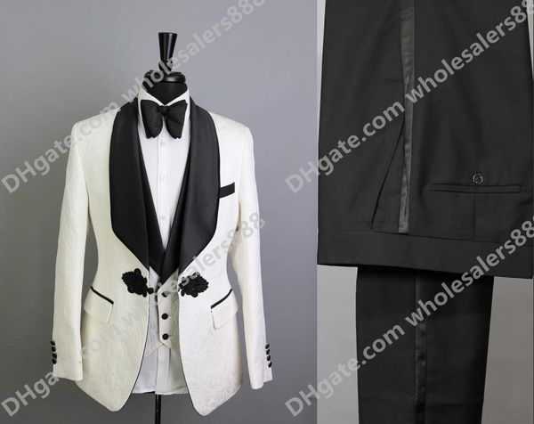 one button men suits ivory pattern and black groom tuxedos shawl satin lapel groomsmen wedding man ( jacket+pants+vest+tie ) l379, Black;gray
one button men suits ivory pattern and black groom tuxedos shawl satin lapel groomsmen wedding man ( jacket+pants+vest+tie ) l379, Black;gray