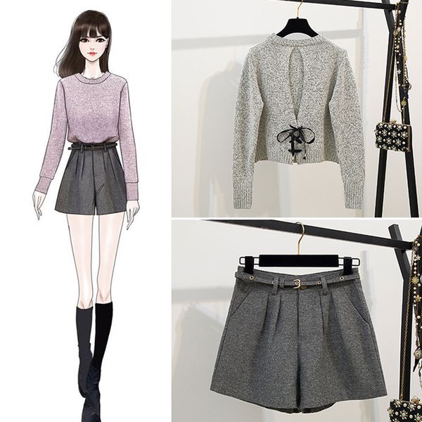 casual women warm tracksuit autumn solid color swater suit o neck long sleeve bow sweater and shorts slim matching set outfits, White
casual women warm tracksuit autumn solid color swater suit o neck long sleeve bow sweater and shorts slim matching set outfits, White