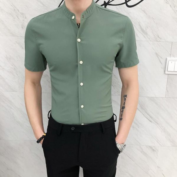 2020 casual slim shirt men short sleeve solid color dress shirt streetwear social nightclub party clothes blusa camisa masculina, White;black
2020 casual slim shirt men short sleeve solid color dress shirt streetwear social nightclub party clothes blusa camisa masculina, White;black