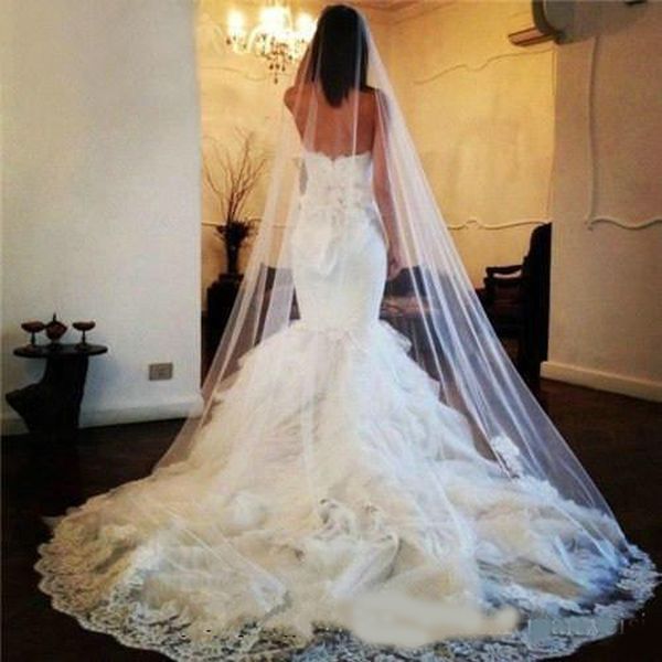 tulle bridal veils with lace appliques alluring cathedral length white ivory one layers bridal wedding veil with comb, Black
tulle bridal veils with lace appliques alluring cathedral length white ivory one layers bridal wedding veil with comb, Black