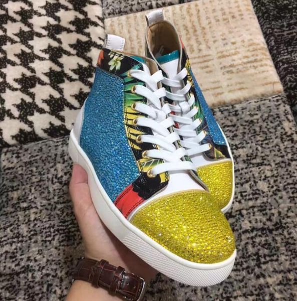 colors style red bottom shoes strass rhinestone casual shoes new designer name brands size eu35-46 with dust bag, Black 
colors style red bottom shoes strass rhinestone casual shoes new designer name brands size eu35-46 with dust bag, Black