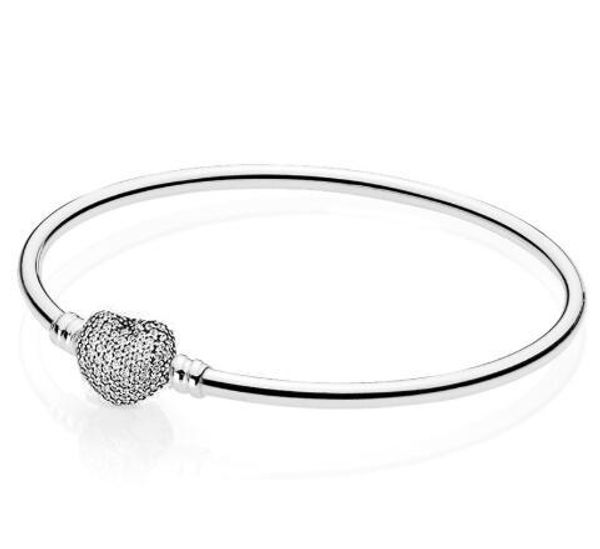 authentic 925 sterling silver bangle moments pave heart clasp crystal bracelet bangle fit women bead charm diy fashion jewelry, Golden;silver
authentic 925 sterling silver bangle moments pave heart clasp crystal bracelet bangle fit women bead charm diy fashion jewelry, Golden;silver
