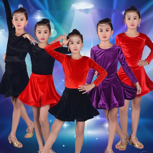girls kids children modern ballroom latin dance dress velvet salsa tango dance wear black performance stage wear, Black;red
girls kids children modern ballroom latin dance dress velvet salsa tango dance wear black performance stage wear, Black;red