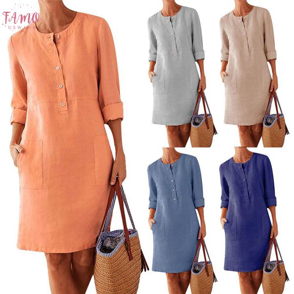 plus size casual solid color cotton linen women long sleeve tunic kaftan dress natural length vestidos summer dresses causal clothing, Black;gray
plus size casual solid color cotton linen women long sleeve tunic kaftan dress natural length vestidos summer dresses causal clothing, Black;gray