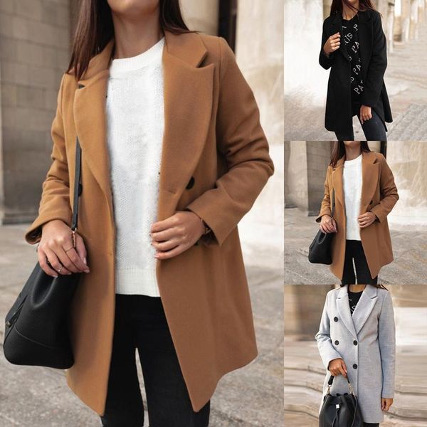 fashion basic blends coat breasted mid-long wool jacket women slim long sleeve outwears autumn winter solid streetwear, Black
fashion basic blends coat breasted mid-long wool jacket women slim long sleeve outwears autumn winter solid streetwear, Black
