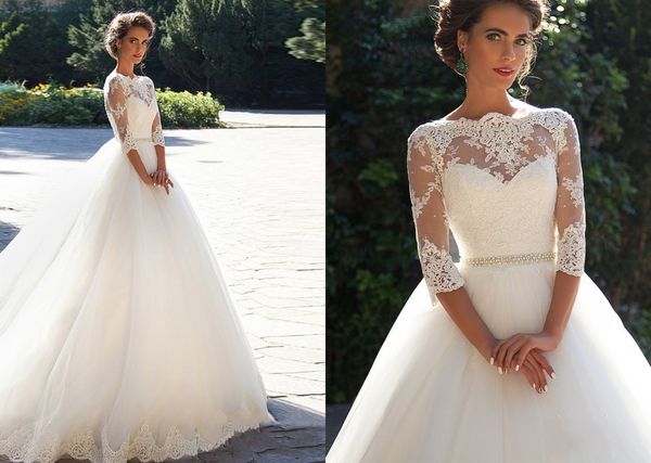 vintage lace ivory a line wedding dresses bateau half sleeves pearls tulle ball gown wedding gowns plus size wedding dresses, White
vintage lace ivory a line wedding dresses bateau half sleeves pearls tulle ball gown wedding gowns plus size wedding dresses, White