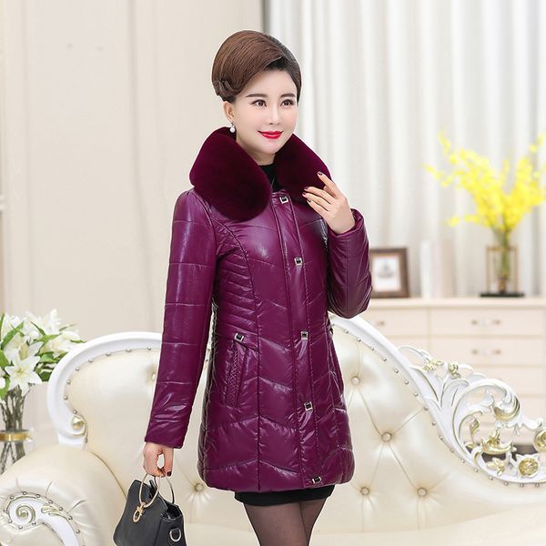 large size pu leather coat women winter jacket 5xl middle-aged women's clothing eiderdown cotton warm coat, Black
large size pu leather coat women winter jacket 5xl middle-aged women's clothing eiderdown cotton warm coat, Black