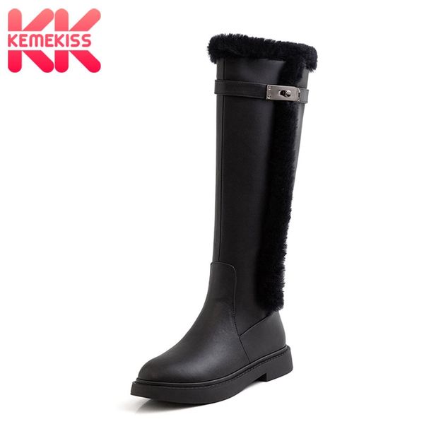 kemekiss knee high boots for women casual flats shoes black real leather buckle warm fur patchwork female footwear size 33-40
kemekiss knee high boots for women casual flats shoes black real leather buckle warm fur patchwork female footwear size 33-40