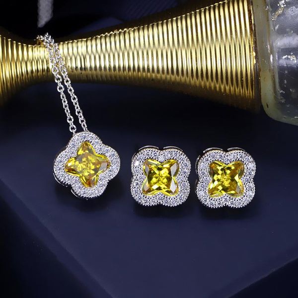 fashion clover shaped cubic zirconia necklace set for women wedding party classical design jewelry gift for christmas, Silver
fashion clover shaped cubic zirconia necklace set for women wedding party classical design jewelry gift for christmas, Silver