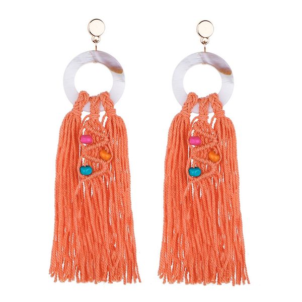 hand-woven diy earrings braided knot earrings circle shell accessories tassel, Silver
hand-woven diy earrings braided knot earrings circle shell accessories tassel, Silver