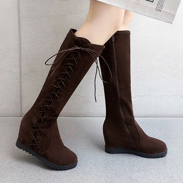 winter knee-high riding boots women's knight high boot long tube lady stylish suede high heel wedges shoes vintage classic botas, Black
winter knee-high riding boots women's knight high boot long tube lady stylish suede high heel wedges shoes vintage classic botas, Black
