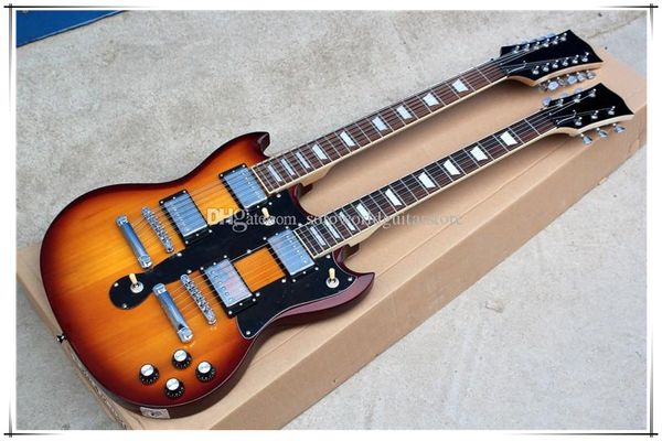 double neck 6+12 strings electric guitar with black pickguard,fixed bridge,rosewood fingerboard,can be customized
double neck 6+12 strings electric guitar with black pickguard,fixed bridge,rosewood fingerboard,can be customized