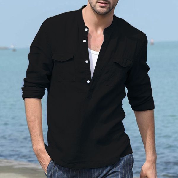 mens shirts men casual slim blouse fit men's baggy cotton linen pocket solid long sleeve retro blouse chemise homme, White;black
mens shirts men casual slim blouse fit men's baggy cotton linen pocket solid long sleeve retro blouse chemise homme, White;black