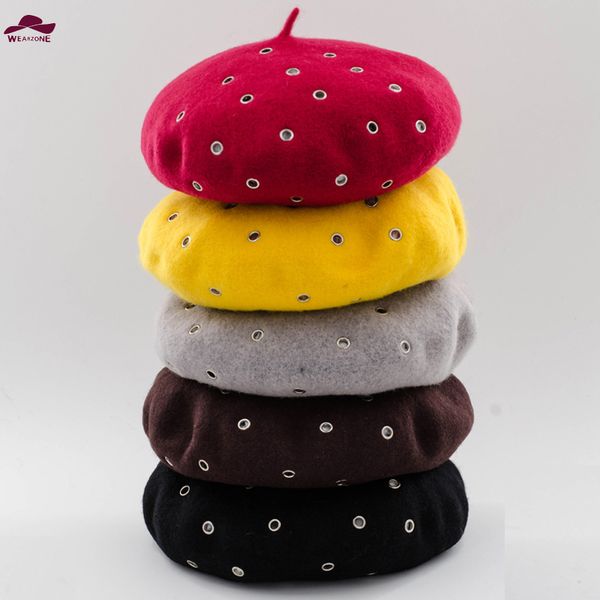 winter chapeu feminino beret wool women fashion wool boina mujer caps punk clinch rivet hollow female hats casual beanie plates, Blue;gray
winter chapeu feminino beret wool women fashion wool boina mujer caps punk clinch rivet hollow female hats casual beanie plates, Blue;gray