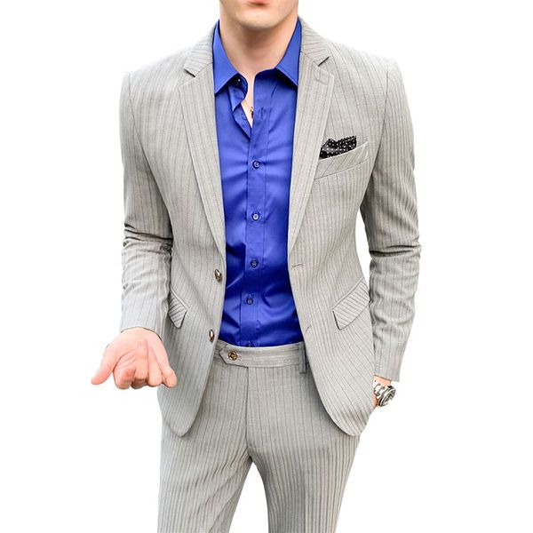 men's fashion blue stripe blazer pants two piece groomsmen wedding suit mens suits latest coat pant designs 2019, White;black
men's fashion blue stripe blazer pants two piece groomsmen wedding suit mens suits latest coat pant designs 2019, White;black