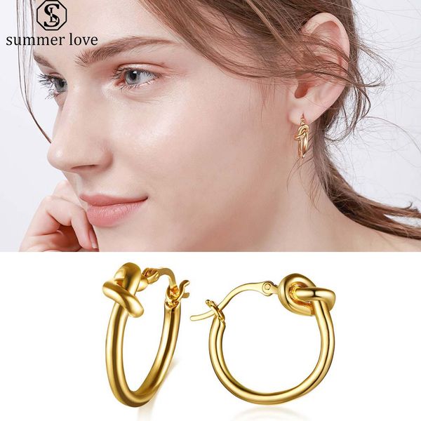 knotted circle hoop earring for women girls stianless steel gold plating round dangle earring fashion jewelry gift, Silver
knotted circle hoop earring for women girls stianless steel gold plating round dangle earring fashion jewelry gift, Silver