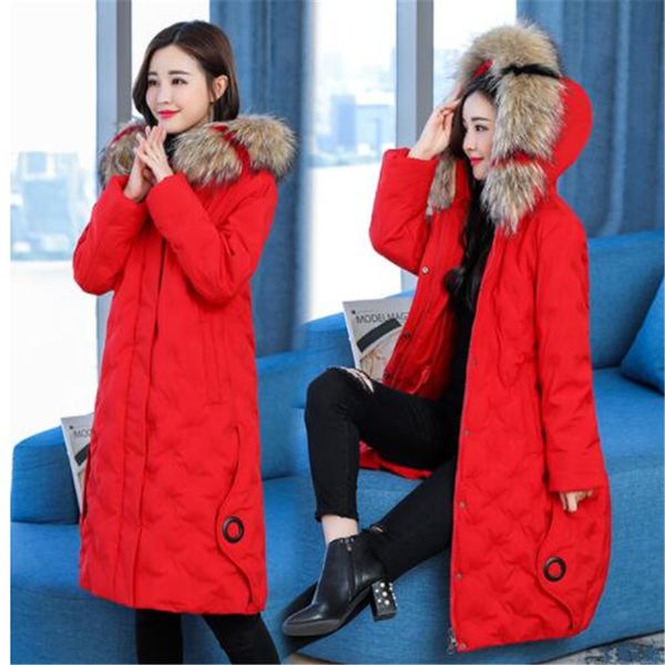 2018 winter new fur collar long over knee cotton dress women loose large size hooded down jacket, Black
2018 winter new fur collar long over knee cotton dress women loose large size hooded down jacket, Black