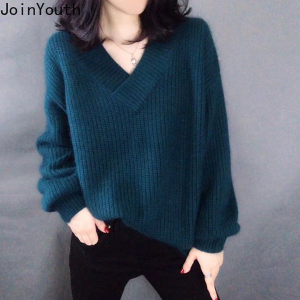 joinyouth v neck solid women sweaters 2019 autumn korean fashion pullovers winter clothes loose warm sueter mujer outwear j224, White;black
joinyouth v neck solid women sweaters 2019 autumn korean fashion pullovers winter clothes loose warm sueter mujer outwear j224, White;black