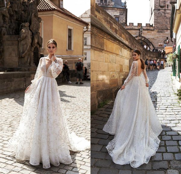 berta long sleeve boho wedding dresses 2020 beads lace appliques sweep train country wedding gowns v neck beach robes de mariée, White
berta long sleeve boho wedding dresses 2020 beads lace appliques sweep train country wedding gowns v neck beach robes de mariée, White