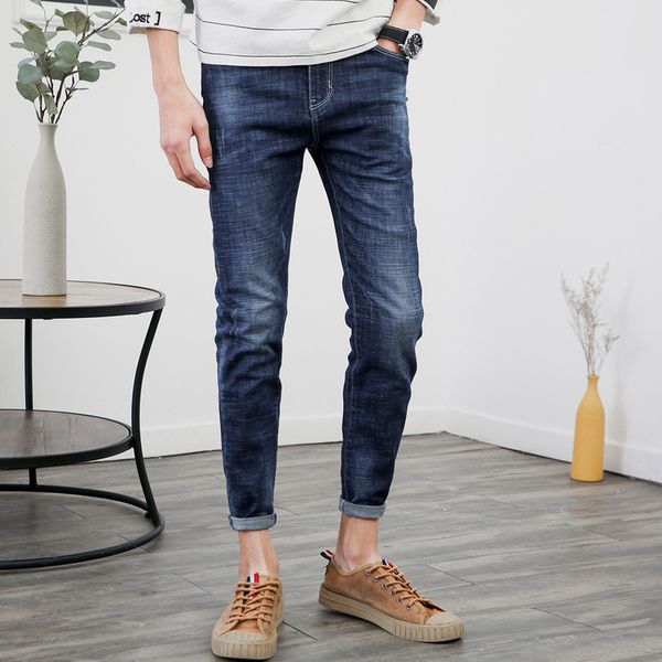 new men straight classic pencil jeans fashion comfortable mid-waist slim stretch male denim pants casual trousers plus velvet, Blue
new men straight classic pencil jeans fashion comfortable mid-waist slim stretch male denim pants casual trousers plus velvet, Blue