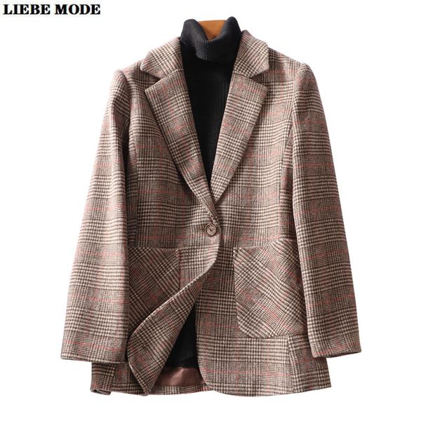 2020 autumn winter cashmesh lapel long sleeve plaid pocket jacket coat women wool blazer female vintage loose blazers femme, White;black
2020 autumn winter cashmesh lapel long sleeve plaid pocket jacket coat women wool blazer female vintage loose blazers femme, White;black