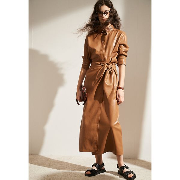 woman brown pu leather effect shirt collar long sleeves button cuffs curved hem fashion jackets 2019, Black
woman brown pu leather effect shirt collar long sleeves button cuffs curved hem fashion jackets 2019, Black