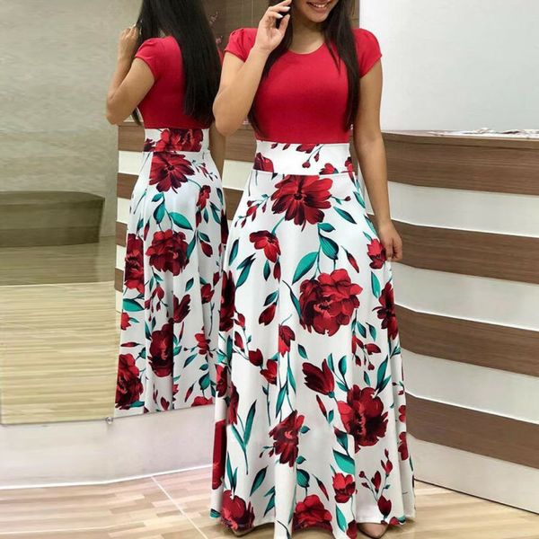 ladies summer long maxi dress round neck floral print beach sundress party boho, Black;gray
ladies summer long maxi dress round neck floral print beach sundress party boho, Black;gray