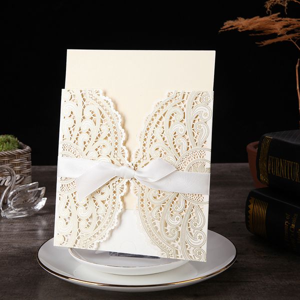 1pcs sample ivory laser cut wedding invitations card lace elegant greeting card with ribbon envelopes wedding party decoration
1pcs sample ivory laser cut wedding invitations card lace elegant greeting card with ribbon envelopes wedding party decoration