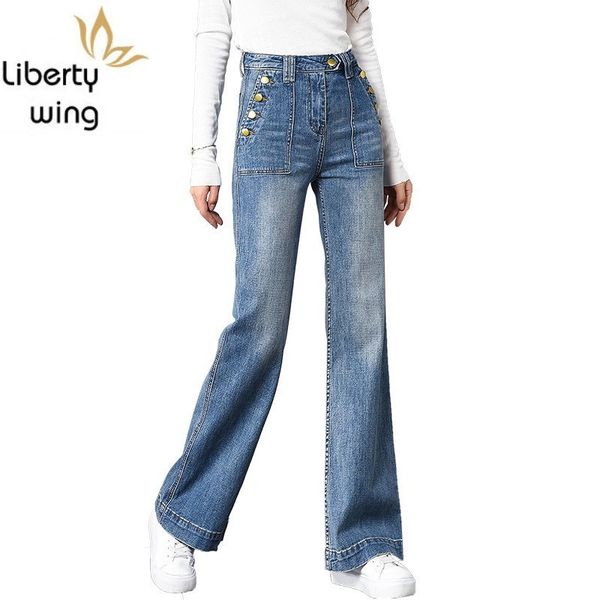 straight buttons loose high waist slim fit flare jeans korean fashion full length trousers denim pants, Blue
straight buttons loose high waist slim fit flare jeans korean fashion full length trousers denim pants, Blue