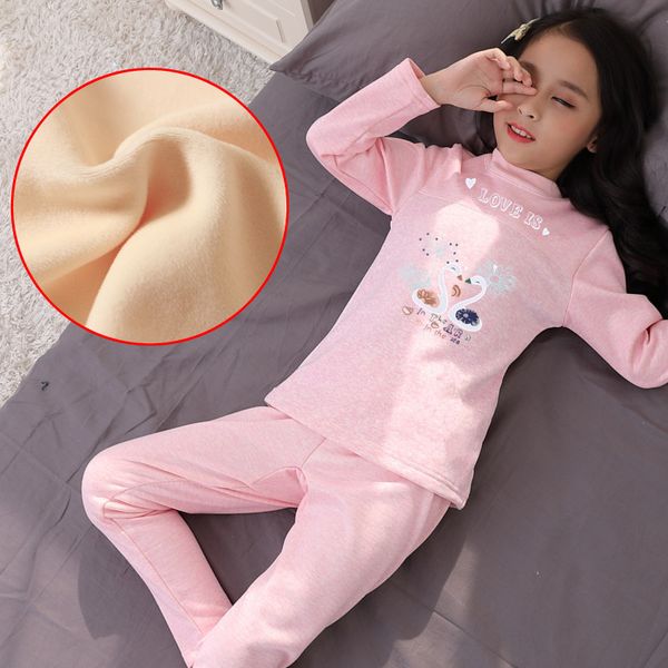 2 sets of children's thermal underwear pajama pants set autumn and winter plus velvet thickening girls pajamas two-piece, Blue;red
2 sets of children's thermal underwear pajama pants set autumn and winter plus velvet thickening girls pajamas two-piece, Blue;red