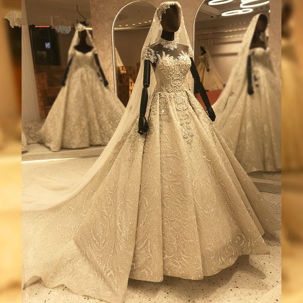 2020 real pictures cap sleeves muslim a-line wedding dresses with veils corset back saudi arbian dubai off shoulder plus size bridal gown, White
2020 real pictures cap sleeves muslim a-line wedding dresses with veils corset back saudi arbian dubai off shoulder plus size bridal gown, White
