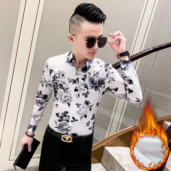 men dress shirt fashion 2019 autumn winter men's social shirts long sleeve all match slim fit thick warm club dress, White;black
men dress shirt fashion 2019 autumn winter men's social shirts long sleeve all match slim fit thick warm club dress, White;black