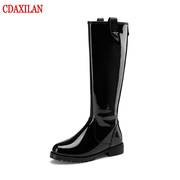cdaxilan new to women's knee-high boots genuine cow patent leather low-heel round toe back-zipper riding-equestrian boots winter, Black
cdaxilan new to women's knee-high boots genuine cow patent leather low-heel round toe back-zipper riding-equestrian boots winter, Black