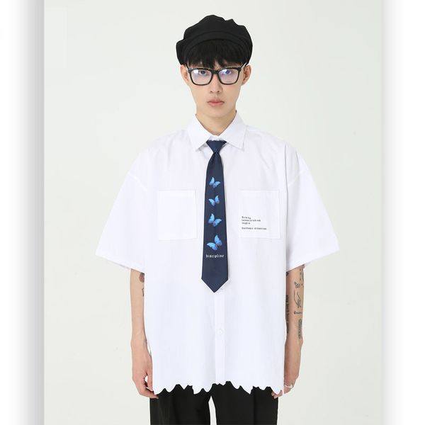 new male women streetwear hip hop youthful couple shirt men butterfly tie short sleeve casual shirt, White;black
new male women streetwear hip hop youthful couple shirt men butterfly tie short sleeve casual shirt, White;black