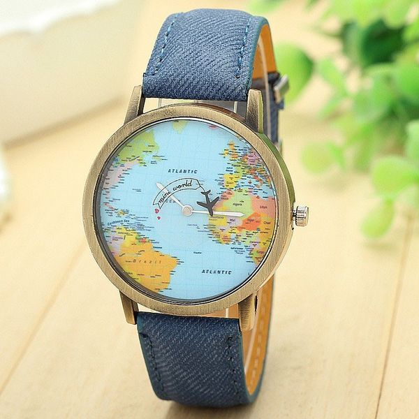 brand global travel watch for men by plane map dial wrist watches mens vintage denim leather analog quartz watch, Slivery;brown
brand global travel watch for men by plane map dial wrist watches mens vintage denim leather analog quartz watch, Slivery;brown