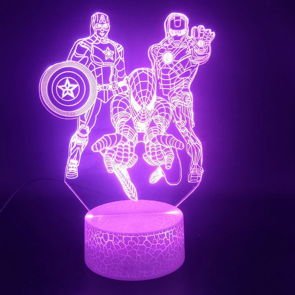 marvel iron man spider-man captain america 3d lamp cool gift for fans for bedroom decorative atmosphere led night light lamp