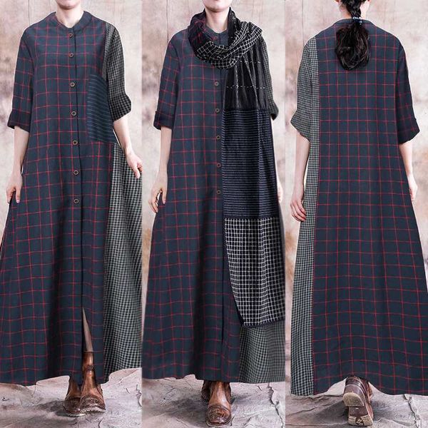 retro solid linen dress women's summer sundress zanzea 2020 casual long sleeve tunic vestidos female o neck plaid oversized, Black;gray
retro solid linen dress women's summer sundress zanzea 2020 casual long sleeve tunic vestidos female o neck plaid oversized, Black;gray