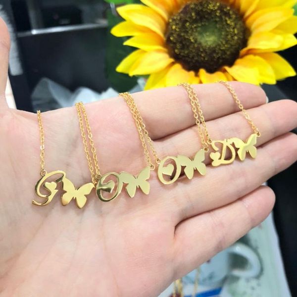 cute big butterfly necklace pendant stainless steel gold color optional a-z letters choker necklace women fashion gifts, Silver
cute big butterfly necklace pendant stainless steel gold color optional a-z letters choker necklace women fashion gifts, Silver