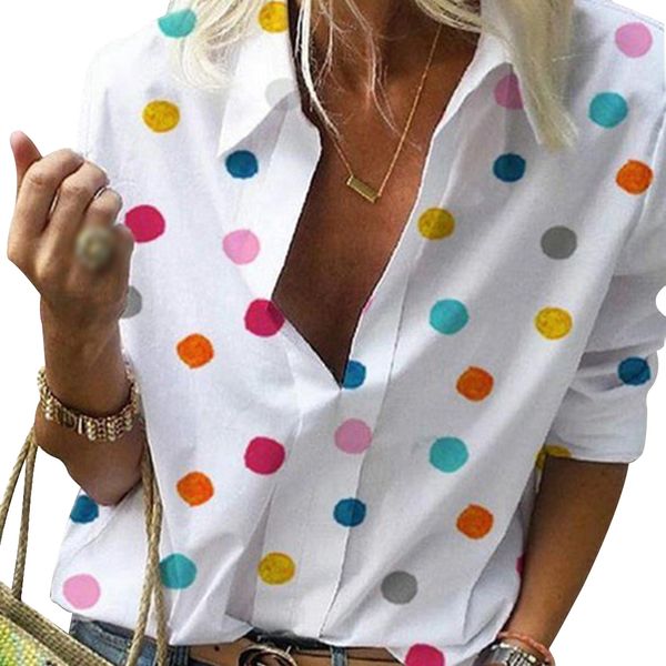 v neck ladies basic spring autumn pullover polka dot slim fit long sleeve casual fashion women shirt office blouse, White
v neck ladies basic spring autumn pullover polka dot slim fit long sleeve casual fashion women shirt office blouse, White