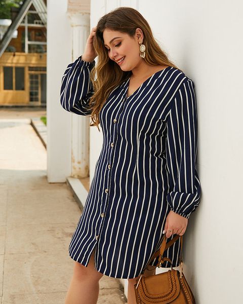 womens designer dresses autumn plus size dresses v neck pencil dresses long sleeve brief women striped print clothes, Black;gray 
womens designer dresses autumn plus size dresses v neck pencil dresses long sleeve brief women striped print clothes, Black;gray