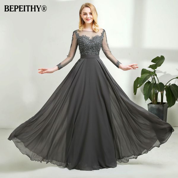 vestido de festa gray chiffon long evening dress open back full sleeves lace prom dresses vestido longo 2019, White;black
vestido de festa gray chiffon long evening dress open back full sleeves lace prom dresses vestido longo 2019, White;black