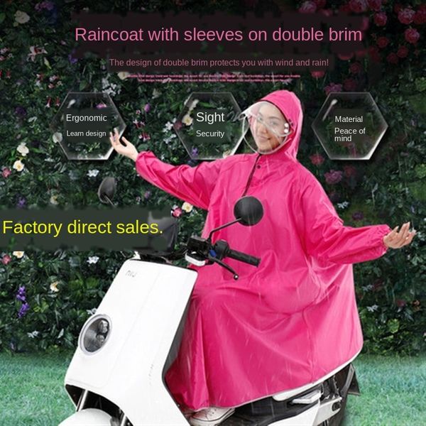 electric motorcycle car long sleeve raincoat female single sleeve detachable double brim thickened motorcycle battery car raincoat, Red;brown
electric motorcycle car long sleeve raincoat female single sleeve detachable double brim thickened motorcycle battery car raincoat, Red;brown