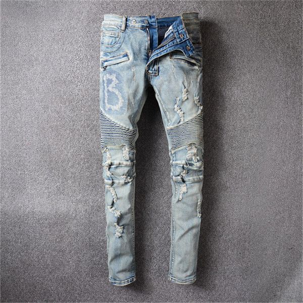 balman pants designer jeans distressed ripped biker jean men women slim fit motorcycle biker denim jeans hip hop mens jeans size 29-42, Blue
balman pants designer jeans distressed ripped biker jean men women slim fit motorcycle biker denim jeans hip hop mens jeans size 29-42, Blue