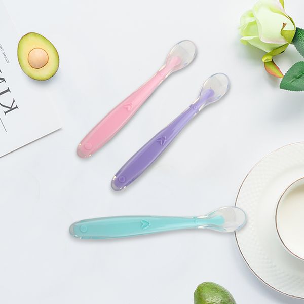 1pc baby soft silicone spoon candy color temperature sensing spoon children food baby feeding tools
1pc baby soft silicone spoon candy color temperature sensing spoon children food baby feeding tools