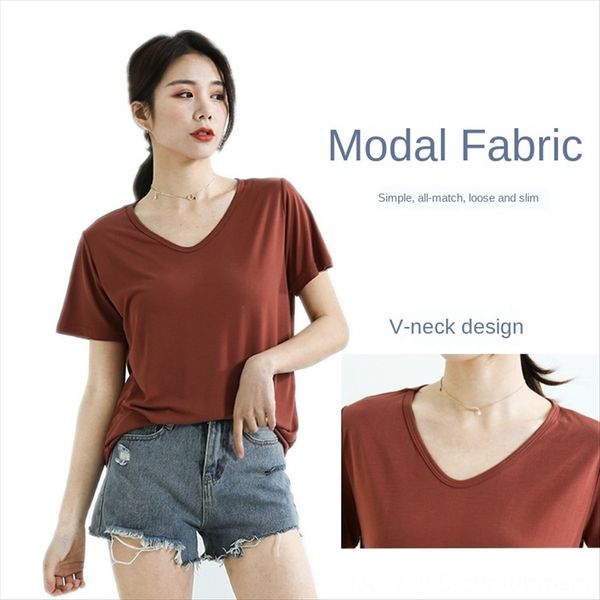 2020 loose large size solid color v-neck t- modal short sleeve t-shirt women's inner base shirt top, White
2020 loose large size solid color v-neck t- modal short sleeve t-shirt women's inner base shirt top, White