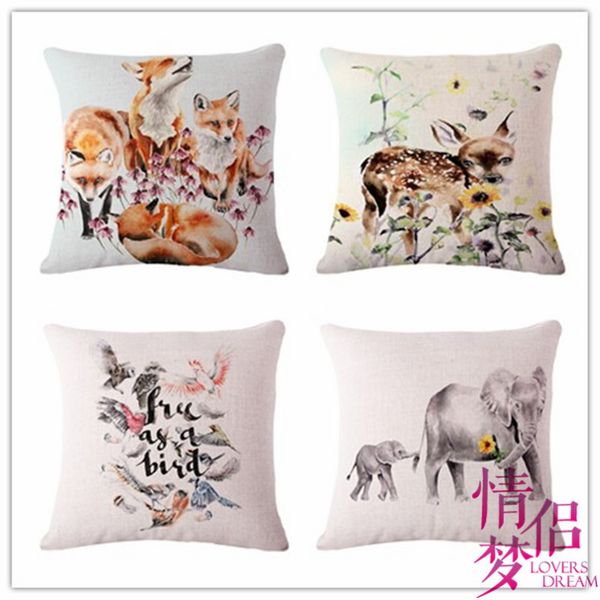 hand watercolor animal fox elephant cotton flax pillow back cushion cushion heat sell
hand watercolor animal fox elephant cotton flax pillow back cushion cushion heat sell