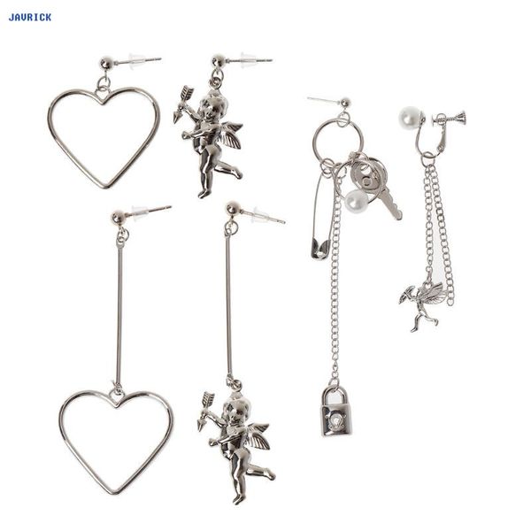 javrick cupid angle heart asymmetric pendant metal tassel drop earring fashion jewelry exquisite earrings, Silver
javrick cupid angle heart asymmetric pendant metal tassel drop earring fashion jewelry exquisite earrings, Silver