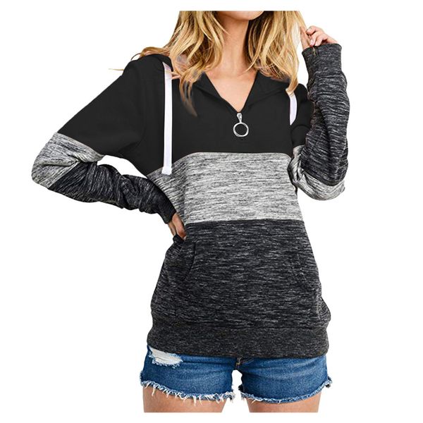 women's sweatshirt color block hoodies autumn spring jumper loose casual pullover long sleeve patchwork sudadera mujer ropa, Black
women's sweatshirt color block hoodies autumn spring jumper loose casual pullover long sleeve patchwork sudadera mujer ropa, Black
